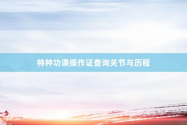 特种功课操作证查询关节与历程